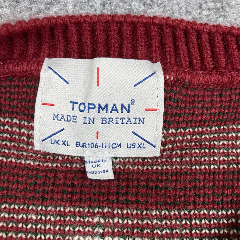 Topman Sweater Mens XL Red Green Reindeer - Picture 2 of 8